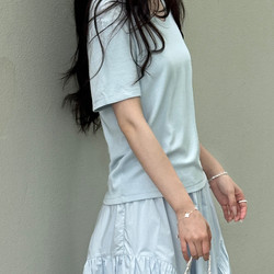 Poszer-26 Summer Simple Solid Color Versatile Casual Short-Sleeved T-Shirt 6E08