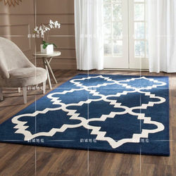 New Modern Minimalist Geometric Plaid Dark Blue Living Room Coffee Table Sofa Carpet Model Room Bedroom Bedside Study Carpet