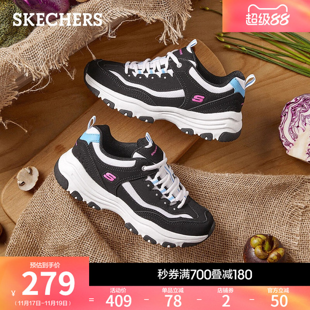 Skechers Black and White Bear Autumn and Winter Women's Shoes Increased Dad Shoes High Rebound Comfortable Versatile Casual Sports Shoes Panda Shoes
