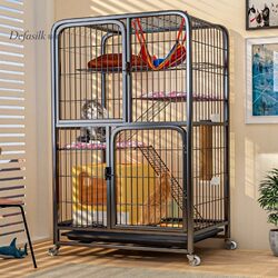 Cat Cage for Home Use, Indoor Extra-Large Free Space Cat Villa with Integrated Toilet, Cat Castle, Cat Cage, Cat Climbing Frame House