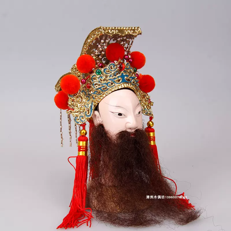 布袋木偶頭藝術收藏品樟木手工雕刻傳世珍品黃義羅雕刻大師作品