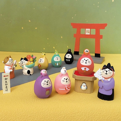 Zakka Japanese-Style Miscellaneous Goods, Blessing Dolls, Shrine Priestess, Miniature Scene, Food Toy Decoration, DIY Gift, Resin Ornaments