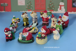 Japanese-Style Cat Santa Claus ins Creative Trendy Miniature Gift Zakka Miscellaneous Goods DIY Resin Home Decoration Small Ornament
