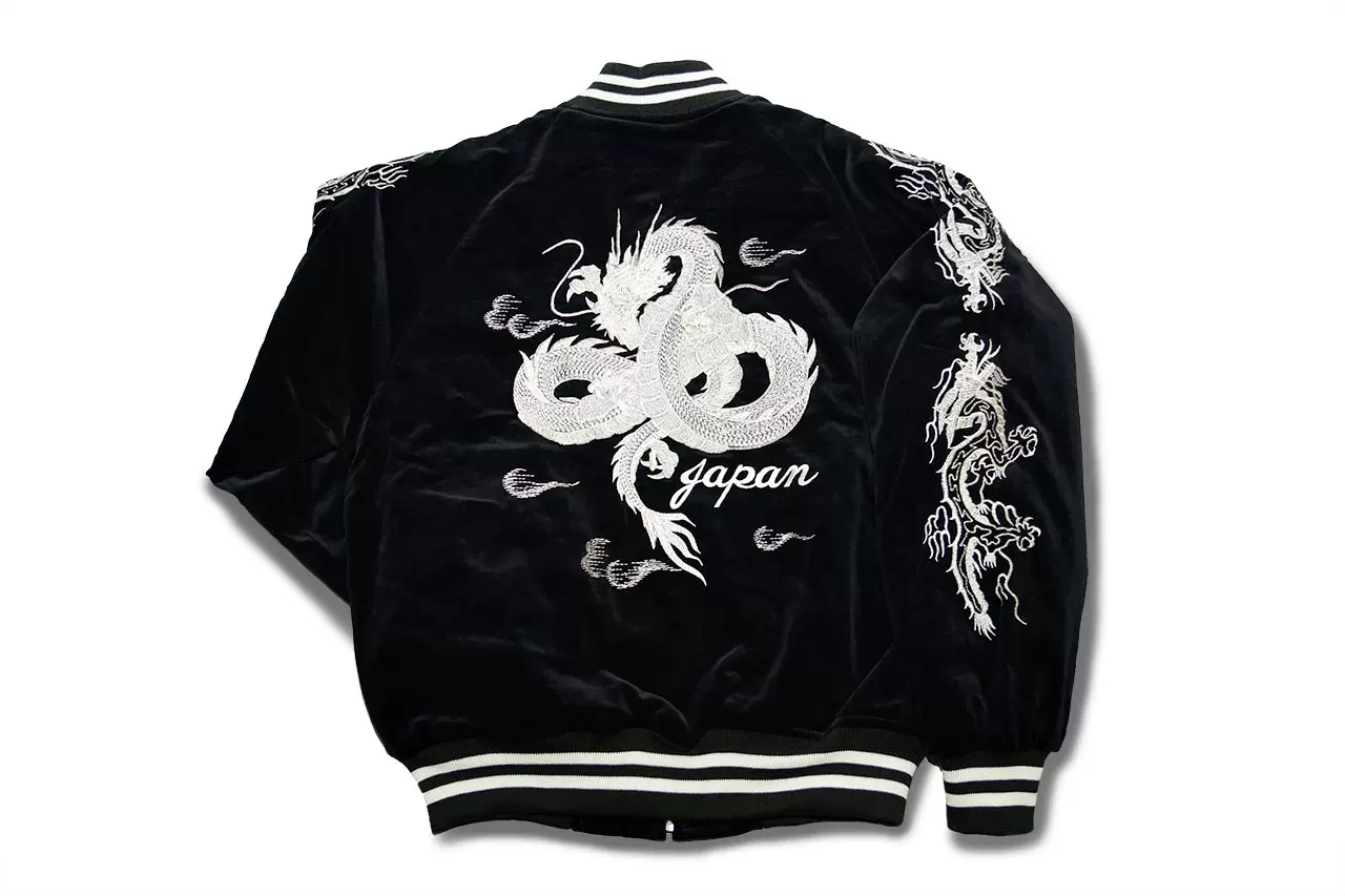 日本製白龍柄別珍橫須賀刺繡外套夾克