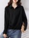 
September Momo minimalist style cool and stylish solid color long-sleeved shirt for women three-dimensional tailoring 2025 spring new polo shirt