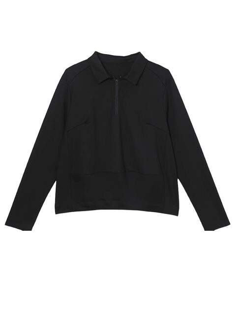 
September Momo minimalist style cool and stylish solid color long-sleeved shirt for women three-dimensional tailoring 2025 spring new polo shirt