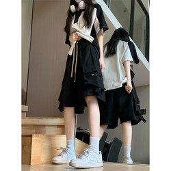 American-Style High Street Work Shorts for Women, Summer 2026 New Casual Mid-Length Pants, Loose Wide-Leg Straight Five-Point Pants, Trendy