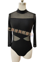 New Female Ballet Dance Practice Clothes Long-Sleeved Turtleneck Mesh Sexy Jumpsuit Black Yoga Body Gymnastics Clothes