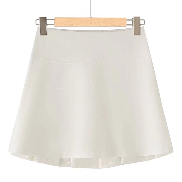 Little Ru European and American style hot girl sports skirt for women in spring and autumn solid color versatile anti-exposure high waist A-line pleated skirt