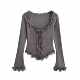 Xiaoru European and American grinding lace long-sleeved top sweet and fresh blue thin velvet slim and versatile base shirt