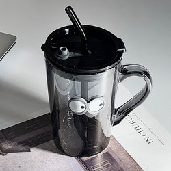 Simple Water Cup with Handle for Women, High Aesthetic Appeal, ins Style, Large Capacity Glass Cup for Juice, Milk Tea, Milk, Straw Cup