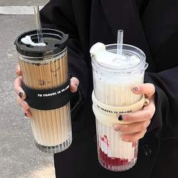 New High-Capacity Glass Cup with Good Looks for Summer, Portable Water Cup for Women, Office Cup, Coffee Cup, Heat-Resistant Water Cup