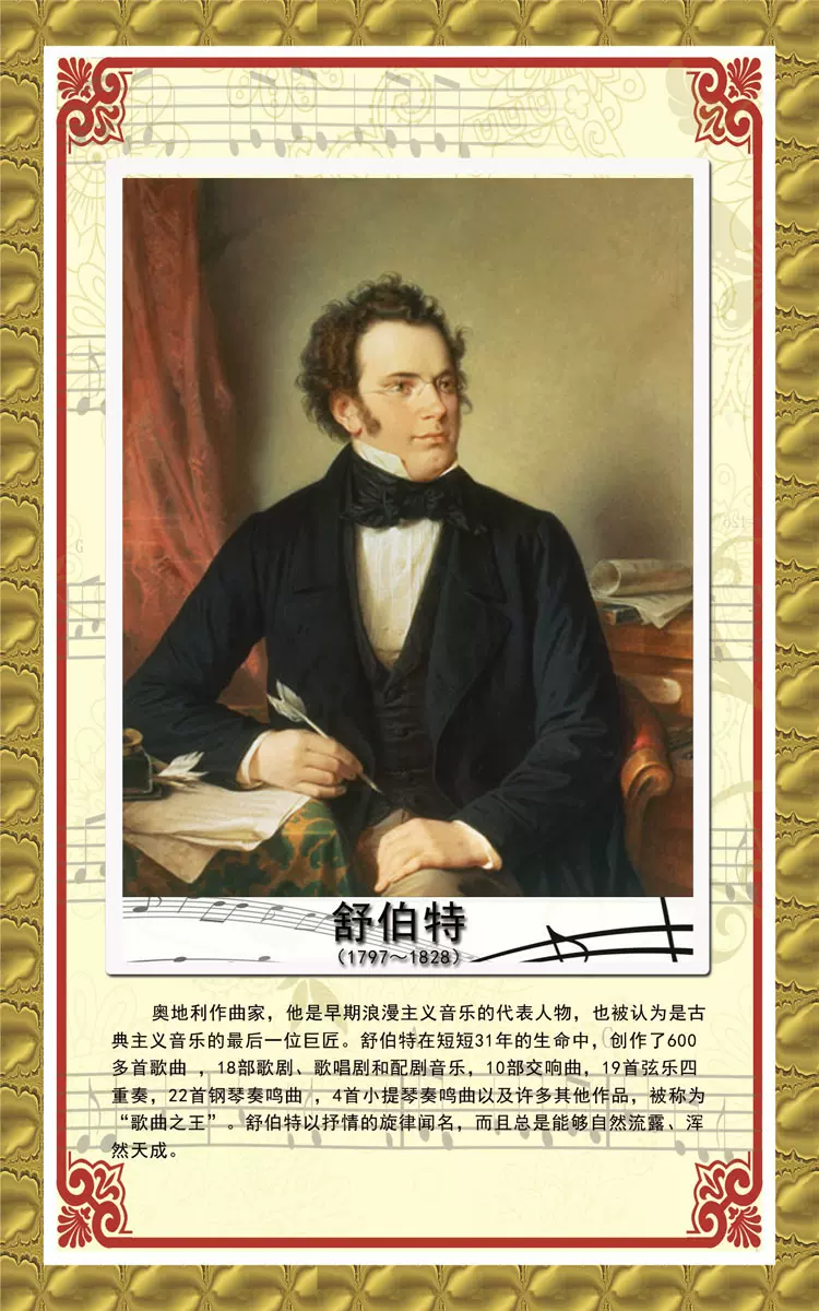 724画布海报展板喷绘素材贴纸1242音乐家舒伯特名人人物介绍