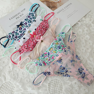 428 Jiajia Angel Cute Sexy Women's thong Girl Solid Milk Silk Traceless Low Waist Underpants T Pants