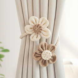 Curtain Tiebacks, a Pair of Creative Hemp Rope Flower-Decorated Sheer Curtain Tiebacks, Drawstring Curtain Fasteners, Fixed Tie Ropes