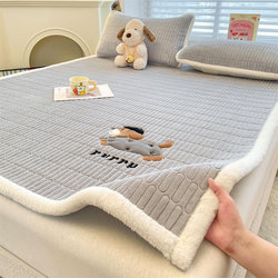 Milk Velvet Mattress Pad, Thickened Warm Pad, Student Dormitory Single Bed Mattress Pad, Bed Sheet, Fitted Sheet, Three-Piece Set