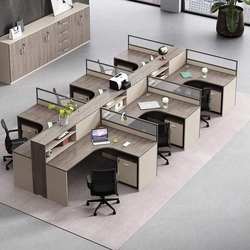 Staff Office Desk and Chair Set, Cross-Shaped, Double, Four, Six-Person Cubicles, Financial Screen, Simple and Modern