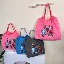 Canvas Tote Bag with Hot Air Balloon Embroidery, Eco-Friendly Shopping Bag, 2025 New Model, Large Capacity Shoulder Bag, Mommy Bag