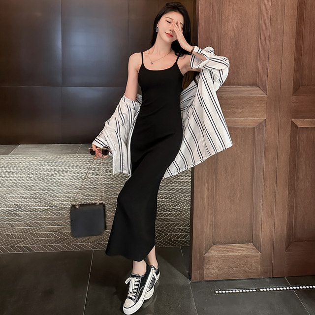 Autumn and Winter High Neck Slim Ruffled Over-the-knee Bottoming Long Skirt Knitted Dress Super Long Sweater Women To Ankle