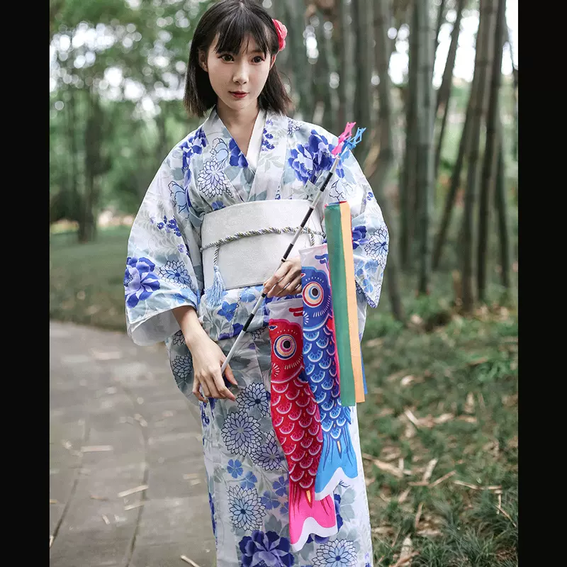 和服浴衣女日式传统夏日花火大会和风服装日本和服套装棉宽松 Taobao