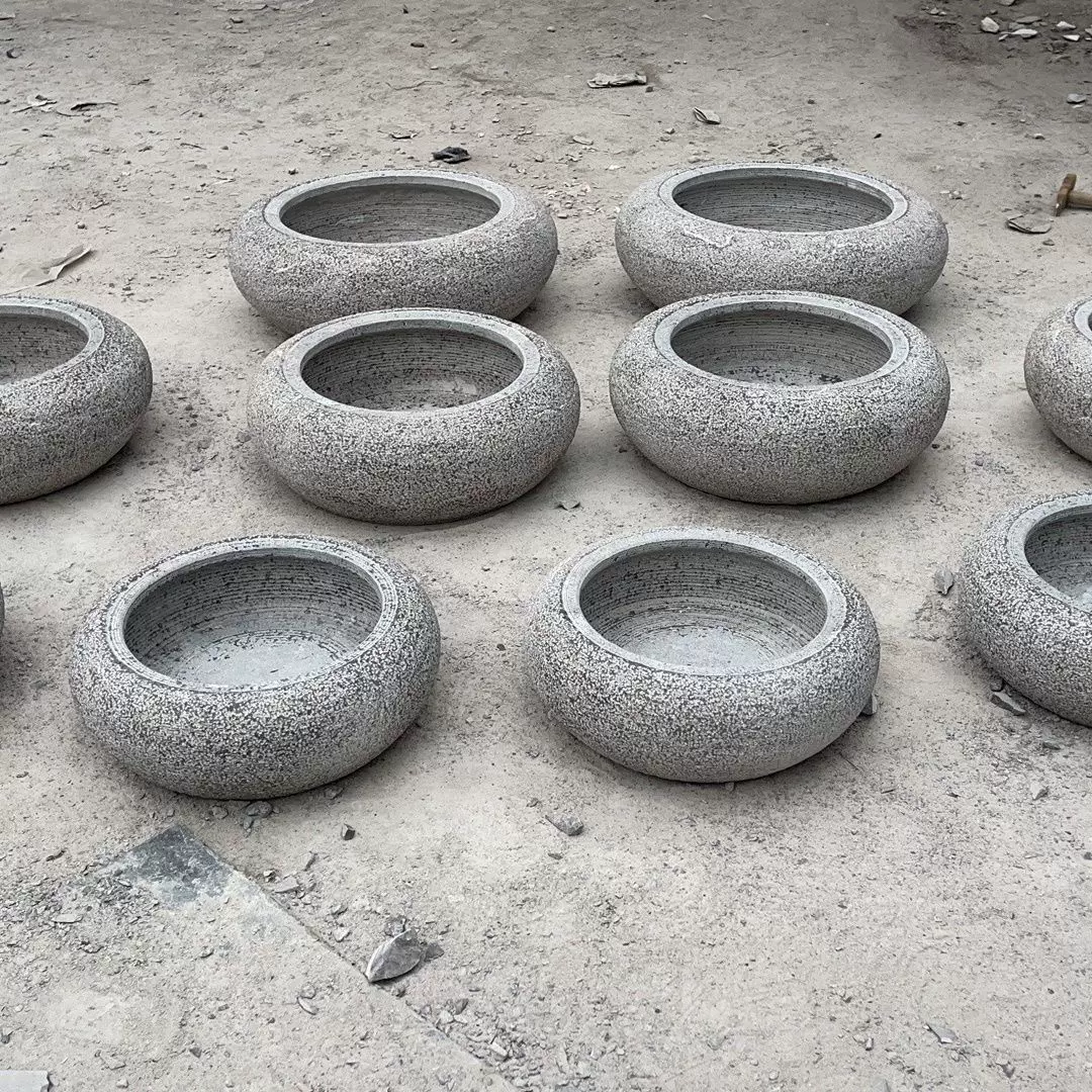 日式水钵庭院流水石钵景观枯山水造景花园石槽盆竹子户外石雕摆件