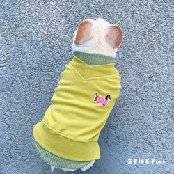 New pet clothing, fat dog clothes, v-neck vest, solid color cotton, autumn and winter French Bulldog pug