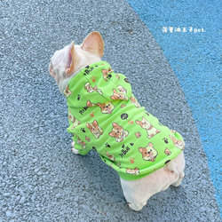 New pet clothing, dog autumn and winter clothing, warm and cute cartoon hooded sweatshirt, French Bulldog fat dog clothes