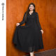 Beautiful Inn Original High-end Large Size Women's Clothing Belly Slimming and Fat mm200Jin [Jin equals 0.5 kg] V-neck Black Lace Dress
