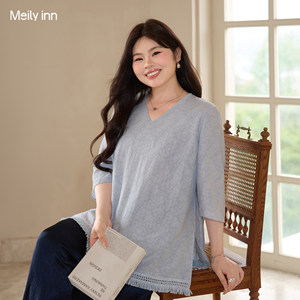 
Beautiful Inn plus size women's clothing 2026 new summer modal linen shirt fat mm belly-covering slimming mid-sleeve top
