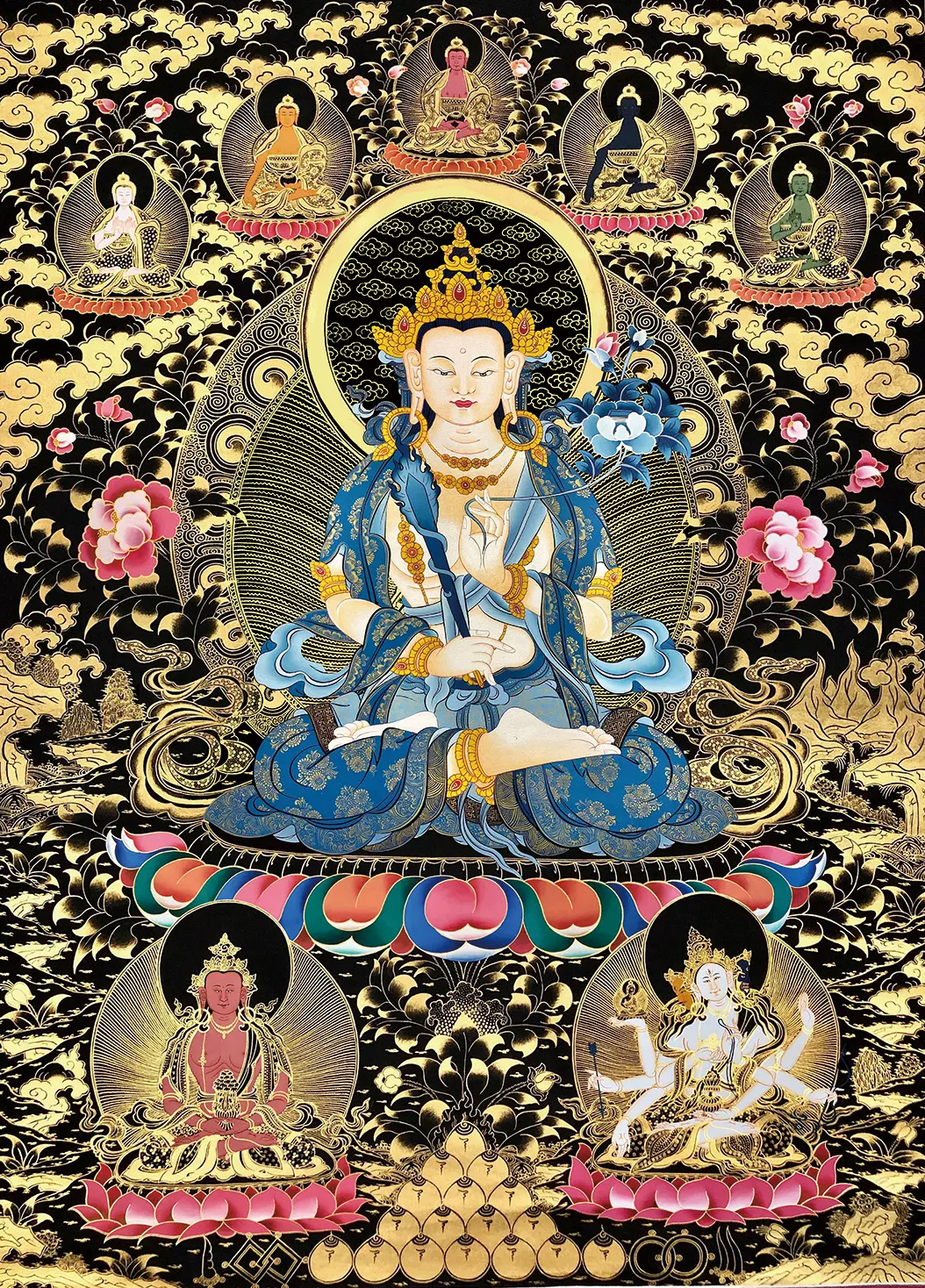 虚空藏菩萨唐卡|静心减压|唐卡描金|佛像涂色|DIY手绘填色装饰画-Taobao 