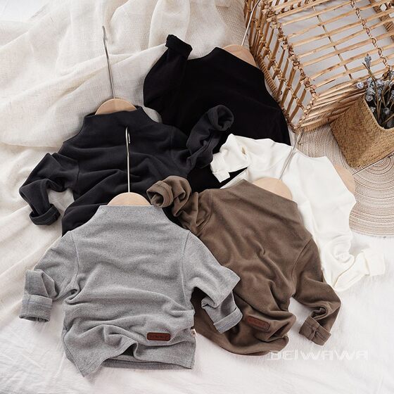 
So good. Spring and New Year children's soft and waxy stretch half turtleneck bottoming shirt for boys and girls baby cashmere protein long-sleeved T-shirt