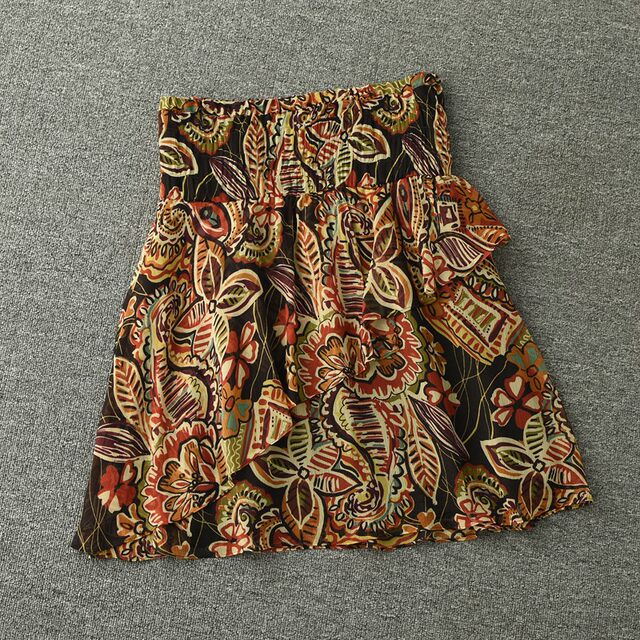 Printed retro short skirt versatile cake skirt for women in summer foreign trade slim niche two wear strapless bottom skirt