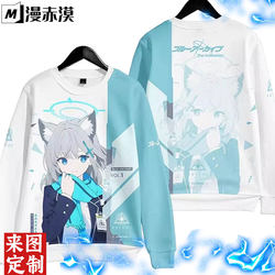Azure Archive Blue Archive Game Crewneck Sweatshirt for Men and Women, Hayase Yuka, Shengyuan Weihua, Fleece-Lined Cosplay Costume Trendy Clothing