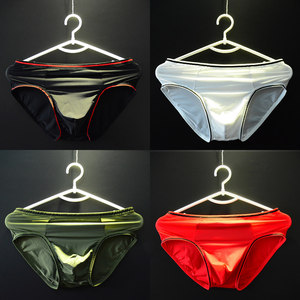 2 men's middle waist triangle pants pure cotton crotch sexy ice silk speed dry young pure color fine edges