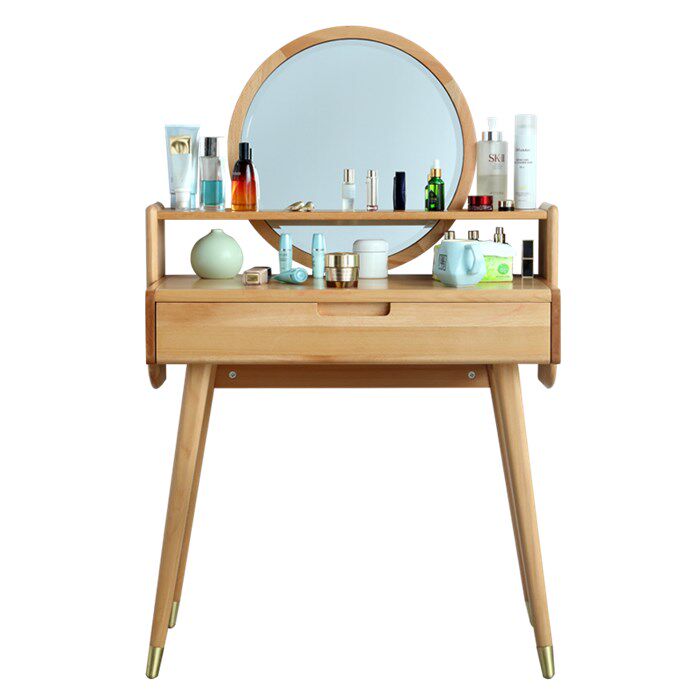 百方家具简约红实木卧室化妆台