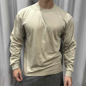 
American sports and casual long-sleeved T-shirt men's round neck pure cotton slim thread base shirt fitness loose sweatshirt spring and autumn