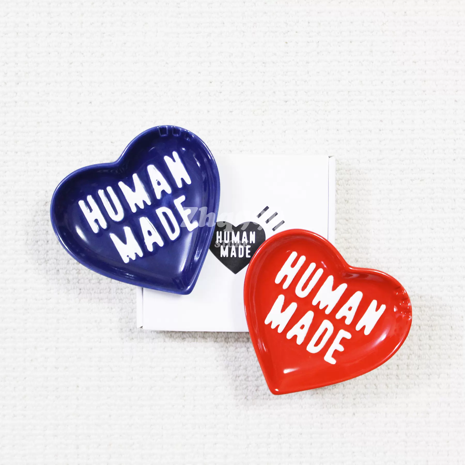 现货HUMAN MADE HEART CERAMICS TRAY红蓝爱心陶瓷托盘置物盘-Taobao 