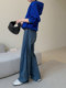 JWUNIQUE retro dark blue jeans for women in spring 2025 new high waist straight slimming wide-leg trousers