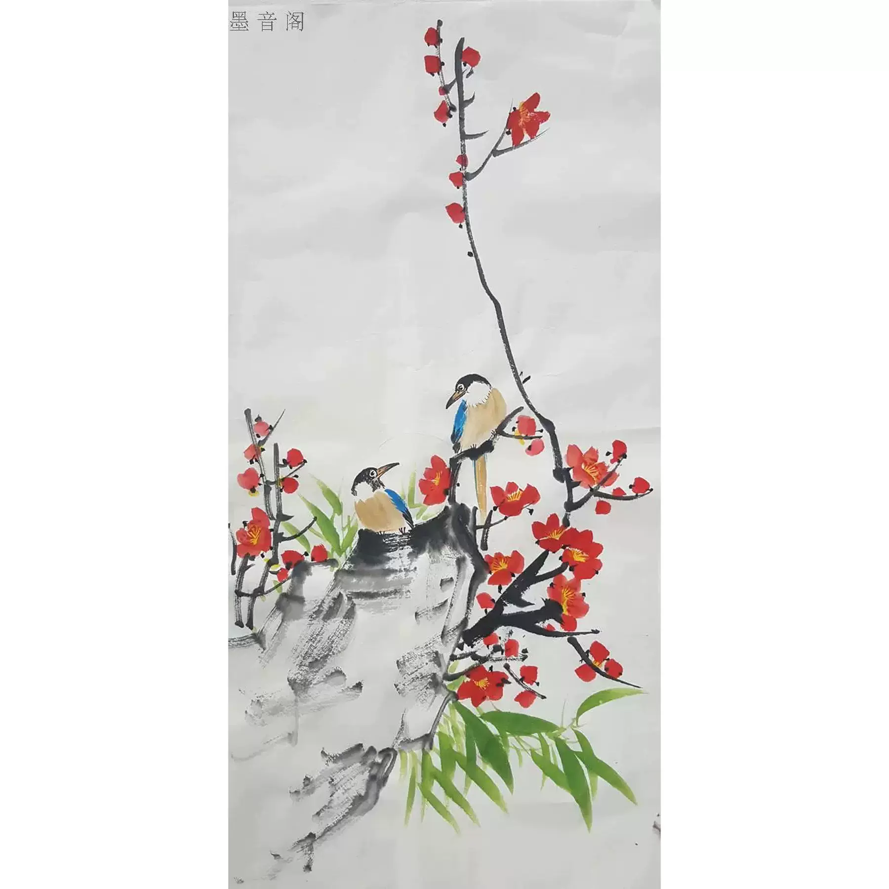 纯手绘国画梅花图喜鹊梅花装饰水墨画二尺花鸟国画原稿文人风格
