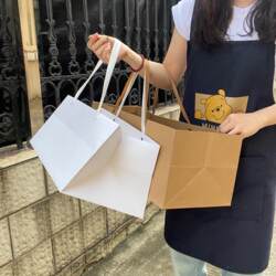 Paper Bags, Hand-Held Bags, White and Black Kraft Paper Shopping Bags, Flower Bags, Picnic Gift Bags, Extra-Long Gift Bags