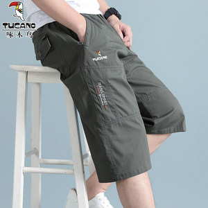 
Woodpecker Shorts Men's 2025 Summer Loose Dad Breeches Casual Thin Pure Cotton Middle-aged Cropped Pants