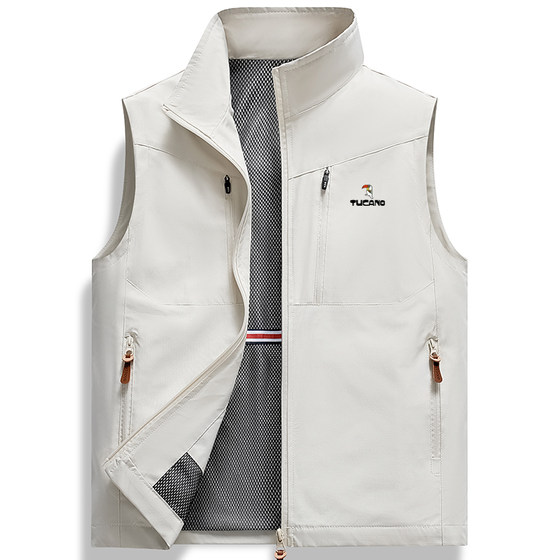 
Woodpecker Vest Men's Spring and Autumn Thin Stand Collar Workwear Polo Outdoor Leisure Photography Fishing Vest Vest Jacket