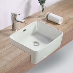 Counter-In-The-Counter Basin Semi-Embedded Basin Home Hotel Bathroom Half-Hanging Ceramic Countertop Basin Wash Basin Single Basin