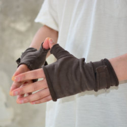 Left-Hand Drive, Right-Hand Standing (Lightweight) Hiking and Cycling All-Cotton Casual Frayed Edge Unisex Outdoor Wasteland Style Half-Finger Gloves