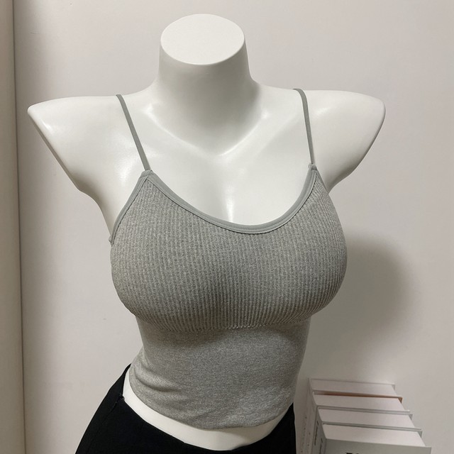 Stay, stay, stay! B eyes are in! Korean detachable breast pad camisole versatile short sexy tight bottoming shirt