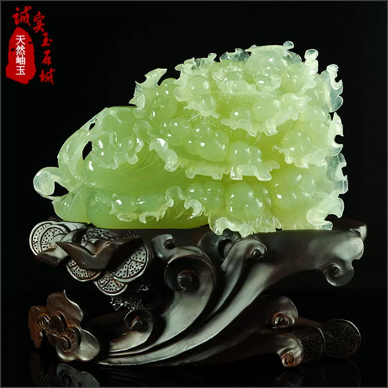 中国岫岩玉 白菜 置物 Jade carving xiuyan,china - アンティーク ...