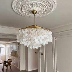 European-Style Living Room, Bedroom, Dining Room, Post-Modern Shell Led Chandelier, Nordic Light Luxury, Grand Hotel Villa Lobby Light