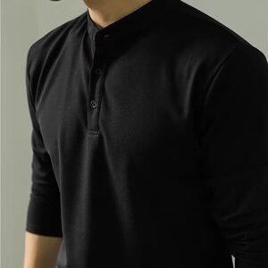 
2026 new high-end t-shirt new Chinese style Henry collar long-sleeved polo shirt simple solid color fitness men's top