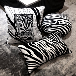 Light Luxury Internet-Famous Zebra Pattern Pillow, Black and White Striped Pillowcase, Sofa Pillow, Rectangular Cushion, Car Lumbar Pillow, Backrest