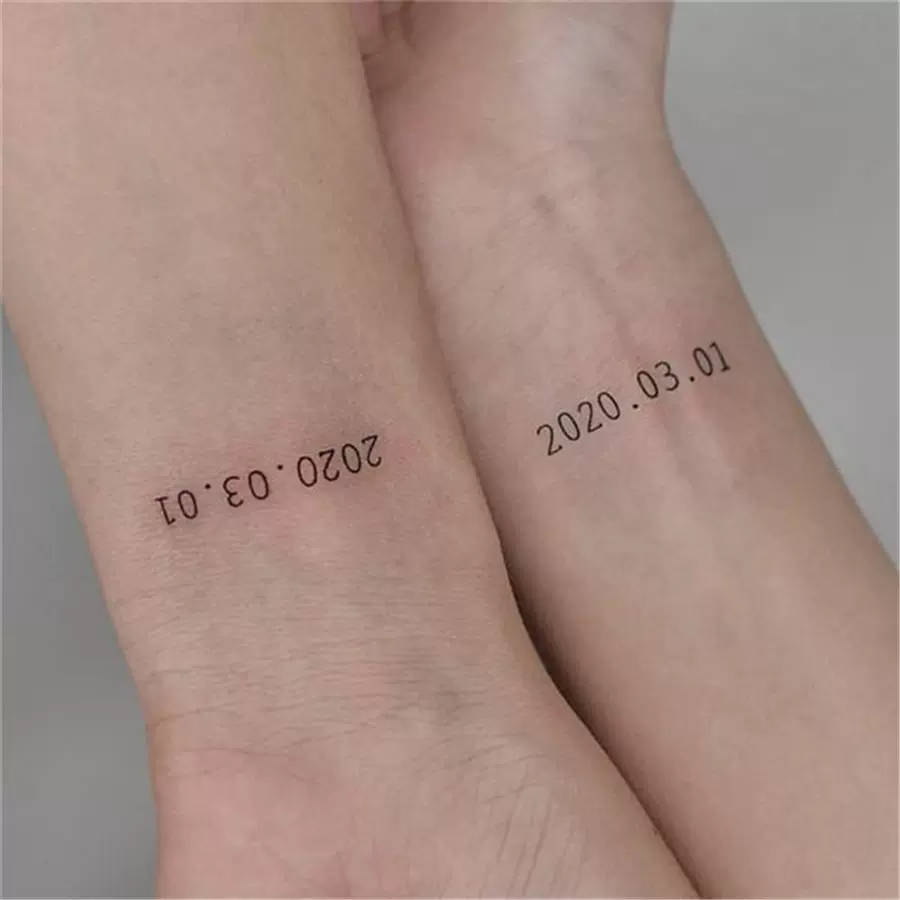 向南 个性情侣手腕生日日期数字纹身贴 支持定制防水持久防汗包邮